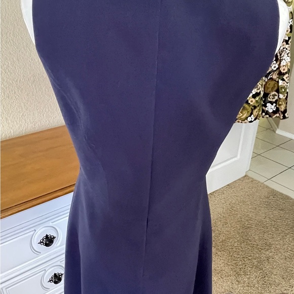 Eliza J Blue Mini Sheath Dress with Sleeveless Halter Neckline and Slit - Picture 9 of 12